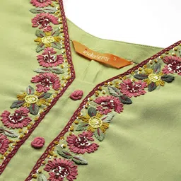 Indo Era Floral Embroidered Thread Work Kurta with Trousers & With Dupatta image 5