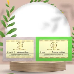 Khadi Natural Set of Lemongrass & Jasmine Handmade Herbal Soaps image 2
