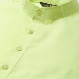 SOJANYA Men Green Mirror Work Pure Cotton Kurta with Churidar & Nehru Jacket image 3