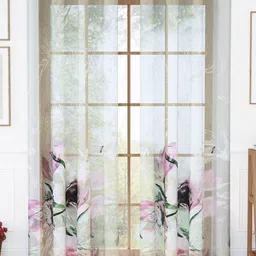 Story@home Grey & Purple Set of 2 Floral Sheer Long Door Curtain image 3