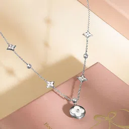 Rubans Voguish Rhodium Plated Stainless Steel TarnishFree Waterproof Floral Charm Necklace image 5