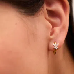 Elinor Jewels Stainless Steel 18K Gold Plated Cubic Zirconia Studded Hoop Earrings image 4