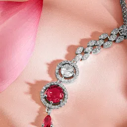 Rubans Rhodium-Plated Cubic Zirconia Studded Maang Tikka Head Jewellery image 2