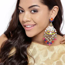 Priyaasi Multicoloured Gold-Plated Enamelled Classic Drop Earrings-picture-25