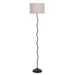 Uniqualy Grey Cottan Fabric Shade Club Floor Lamp With Iron Base By New Era image 5
