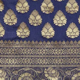 Saree mall Navy Blue & Golden Woven Design Dharmavaram Saree image 5