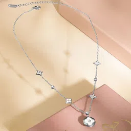 Rubans Voguish Rhodium Plated Stainless Steel TarnishFree Waterproof Floral Charm Necklace image 4