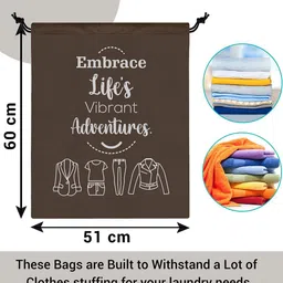 Aura Brown & White 4 Pieces Printed Reusable Cloth Storage Bag Organisers image 4