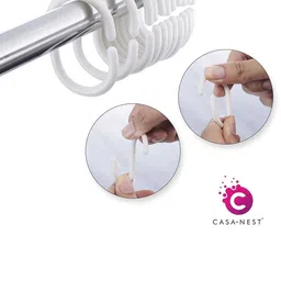 CASA-NEST White & Blue Smiley Printed Waterproof Shower Curtain image 2