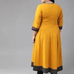 YASH GALLERY Women Plus Size Mustard Yellow Thread Work Anarkali Kurta image 4