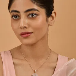 Kushal's Fashion Jewellery Rhodium Gold-Plated Cubic Zirconia Studded Square Pendant image 1