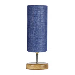 Charles Blue Jute Shade Table Lamp With Wood Base by New Era image 5