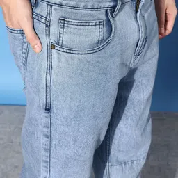 Kook N Keech Men Cloudy Blue Loose Baggy Fit Street Look Parade Upcycled Denim Jeans image 5
