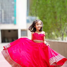 BAESD Girls Embroidered Mirror Work Ready to Wear Lehenga & Blouse-picture-11