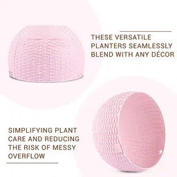 Kuber Industries Pink 2 Pieces Textured Round Marble Euro Hanging Planters image 3