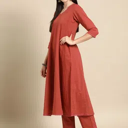 anayna  Anarkali Pure Cotton Kurta With Trousers & Dupatta image 2