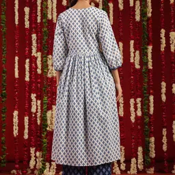 anayna Ethnic Motifs Printed Pure Cotton Round Neck Anarkali Kurta with Trousers & Dupatta image 5