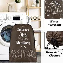 Aura Brown & White 4 Pieces Printed Reusable Cloth Storage Bag Organisers image 2