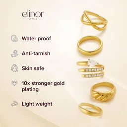 Elinor Jewels Stainless Steel 18K Gold Plated Cubic Zirconia Studded Hoop Earrings image 5