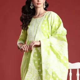 Indo Era Ethnic Motifs Kurta with Trousers & With Dupatta image 3