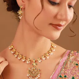 Voylla Blue Shahi Guldaasta Pearl Jewellery Set-image-31