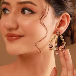 Voylla Purple and Red Gulshan Baaliyan Convertible Drop Earrings-picture-14