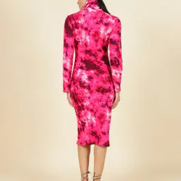 Shein Elegant Turtle Neck Abstract Print Midi Bodycon Dress image 2