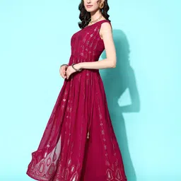 Kvsfab Women Floral Embroidered  Sequined Kurta with Palazzos & With Dupatta image 4