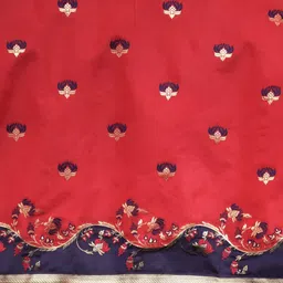 Leeza Store Red & Navy Blue Woven Design Silk Blend Patola Saree image 4