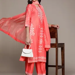 Anouk Women Ethnic Motifs Printed Regular Liva Kurta with Palazzos & With Dupatta image 1