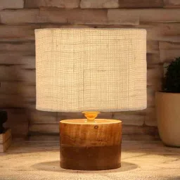 White Shade Table Lamp With Wood Base By New Era-picture-29