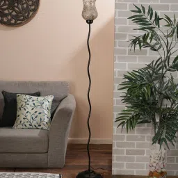 White Glass Shade Floor Lamp with Black Base by New Era image 2