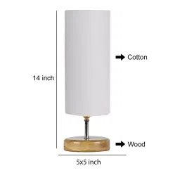 new era Bristol Grey Cottan Fabric Shade Table Lamp With Wood Base image 3