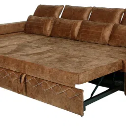 casacraft from pepperfry Cameo RHS Pull-Out Sofa Cum Bed with Adjustable Headrest & Storage in Tan Colour image 5