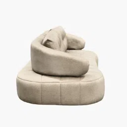 furnisto CloudFlex Fabric Three Seater Sofa in Beige Colour image 5