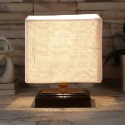 White Shade Table Lamp With Wood Base By New Era-picture-11