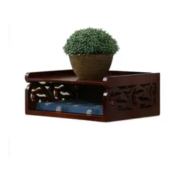 home sparkle Engineered Wood Wall Mounted Set Top Box Holder in Brown Colour by AYMH image 3