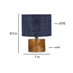 Blue Shade Table Lamp With Wood Base By New Era image 5