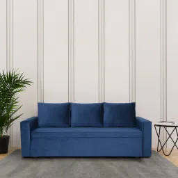 casacraft from pepperfry Reno Velvet Pull-Out Sofa Cum Bed in Royal Blue Colour with Storage-picture-30