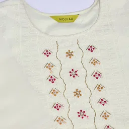 MOJILAA Women Floral Embroidered Regular Chikankari Kurta with Trousers & With Dupatta image 2