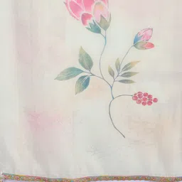 MOJILAA Women Floral Embroidered Regular Chikankari Kurta with Trousers & With Dupatta image 3