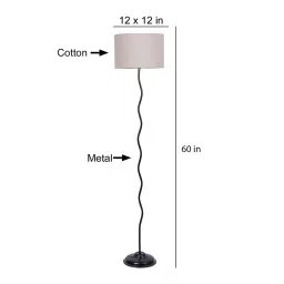 Uniqualy Grey Cottan Fabric Shade Club Floor Lamp With Iron Base By New Era image 3