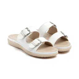 PICSON Women Textured Open Toe Flats with Buckles image 4