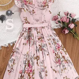 Kidotsav Floral Print Flutter Sleeve Fit & Flare Midi Dress image 3