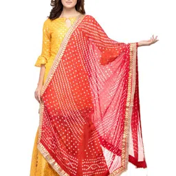 A R SILK DUPATTA HUB Bandhani Embroidered Gotta Patti Dupatta-picture-19