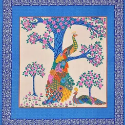 Monik Handicrafts Blue & Yellow Printed 144 TC Cotton King Bedsheet Set 2.28 m x 2.62 m image 4