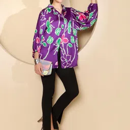 Antheaa Floral Printed Flared Sleeve Blouson Top image 5