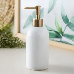 The Better Home White & Gold-Toned Ceramic Glossy Hand wash Dispenser 420 ml-image-38