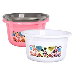 Aura White & Pink 3 piece Abstract Plastic Bath Accessories Set-picture-33