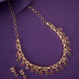 Opal Touch Gold-Plated Cubic Zirconia-Studded Jewellery Set-picture-32